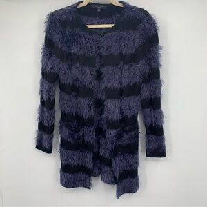 Romeo & Juliet Couture Fuzzy Stripped Long Cardigan Sweater Size XS